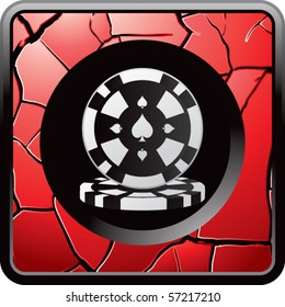 stacked casino chips red cracked web icon