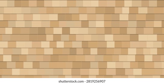 Stacked cedar shingle effect with clean lines and uniform shading. Natural wood material representation for roof or wall siding. High quality vector art.