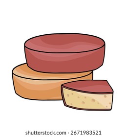 rodas de queijo empilhado ilustração de vetor desenhado à mão