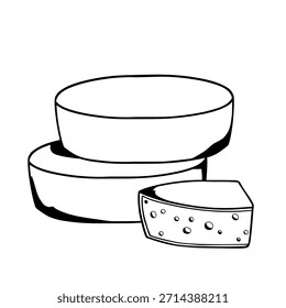 Ruedas de queso apiladas Ilustración vectorial dibujada a mano