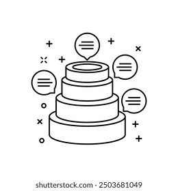 Stacked Circle Chart Outline Icon, Vector illustration
