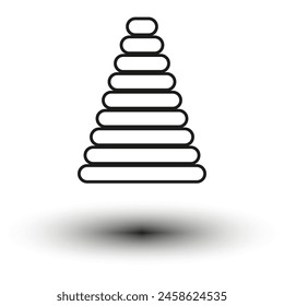 Stacked circles design. Graduated sizes. Monochrome vector. Minimalist style.