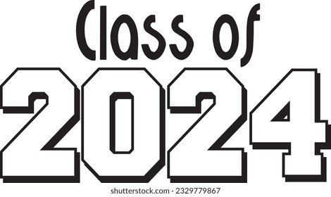 Stacked Class of 2024 Bold Graphic Black and White
