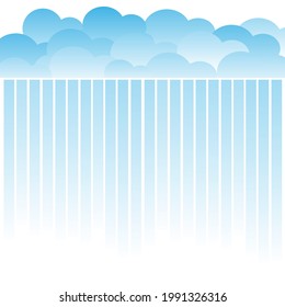 Nubes apiladas y rayas sobre un fondo blanco