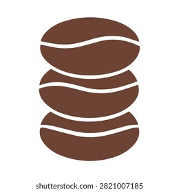Stacked Coffee Beans Silhouette On White Background