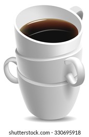 stacked coffee cups with black coffee