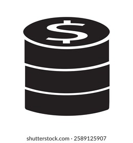 Stacked coins with dollar sign on white background .illustration. size 10 EPS