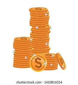 stacked coins icon cartoon vector illustration graphic design