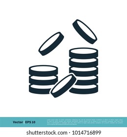 Stacked Coins Icon Vector Logo Template Illustration Design. Vector EPS 10.