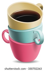 stacked colorful coffee cups vector