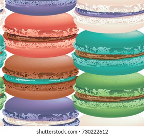 Stacked Colorful Macarons Seamless Tile Pattern