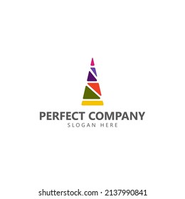 Stacked colorful triangles shaped like an antenna vector logo. Logo for tech, apps, business, data, internet.