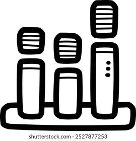 Icono de Vector de doodle de gráfico de columna apilado e ilustración