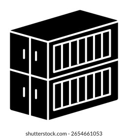 Ilustração de estilo sólido do ícone de contêiner empilhado