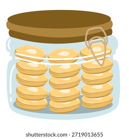 Ilustración plana de tarro de galletas apiladas