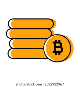 Stacked cryptocurrency coins highlighting Bitcoin in a simple design