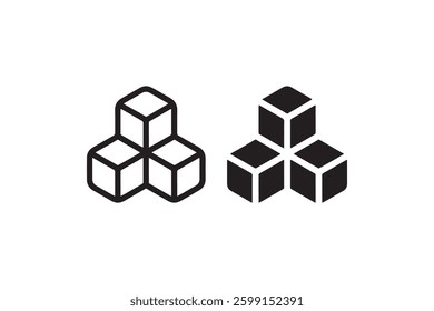 Stacked cubes 3D geometric icon set Vector