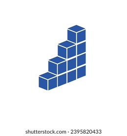 Stacked Cubes in Ascending Order, The structure consists of five levels, with each level containing one more cube than the level above it.