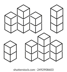 Stacked Cubes. Geometric Vector Blocks. 3D Isometric Design. Modern Abstract Structure.