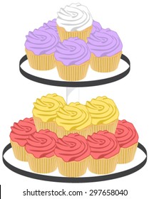 Stacked Cupcakes Dessert Platter Vector Illustration