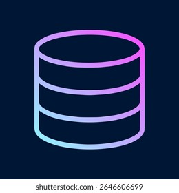 Stacked cylinder icon glows neon blue. Icon Symbol Illustration