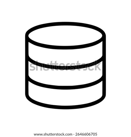 Stacked cylinder outlines depict data storage. Icon Symbol Illustration