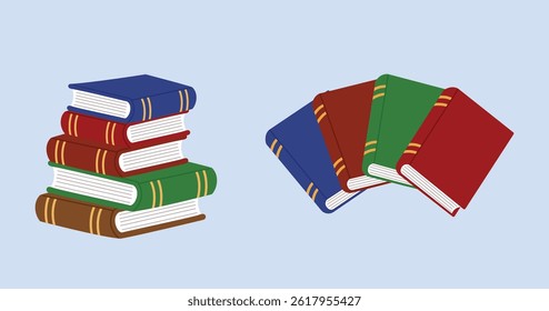 empilhado de vetor de ilustração de livro de cores escuras