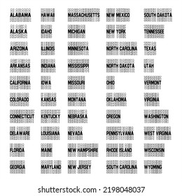 STACKED DESIGN 50 USA STATE NAMES