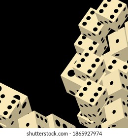 stacked dice background design on the right side.