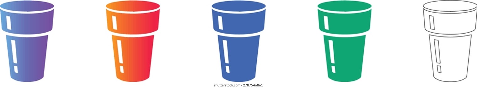Stacked Disposable Cup Icons Set for Beverages and Fast Food Service vol 1030