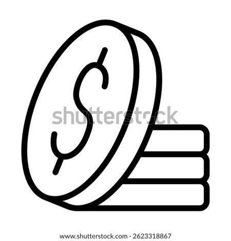 Stacked Dollar Line Icon for Banking Apps and Digital Finance Tools