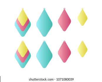 Stacked earrings. Laser cut template. Pendant. Earrings with hole. Jewelry making. Vector illustration