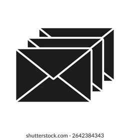 Stacked Envelopes Solid Icon. Email Management, Communication, And Messaging Silhouette Symbol. Digital Correspondence And Information Exchange. Isolated Vector Illustration.
