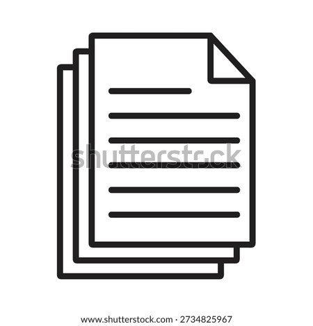 Stacked Files Outline Icon, Document Stack Outline Icon, File Documents Line Icon..eps
