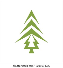 Diseño de logotipo vectorial de ilustración de árbol de abeto apilado.