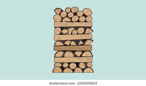 Stacked Firewood A Simple Aesthetic Composition of Logs in an Organized Manner