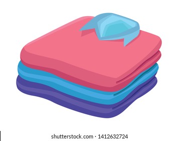 Stacked Folded Clothes, Shirts, Jacket Icon Cartoon Isolated Vector Illustration Graphic Design