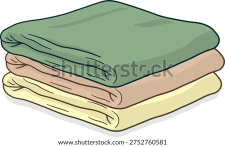 Stacked folded linen, without background