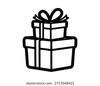Icono de cajas de regalo apiladas con un arco festivo, perfecto para celebraciones, fiestas y eventos especiales