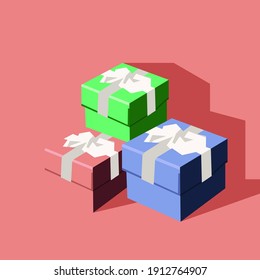 stacked gift boxes on a pink background. vector illustration. gooding for congratulations etc. eps file