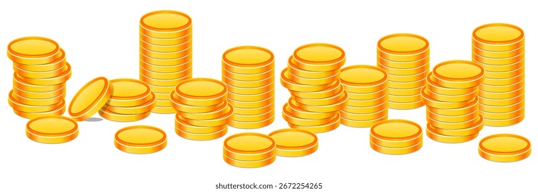 Monedas de oro apiladas, vista frontal