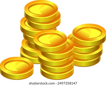 Monedas de oro apiladas. Pila de monedas. Arte vectorial. Ilustración plana.