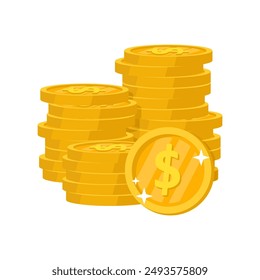 stacked golden dollar coins vector illustration