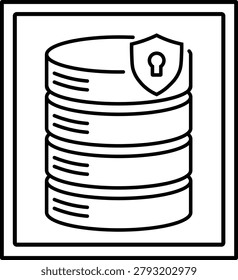 Stacked hard drives with locked shield symbol, data security concept data storage