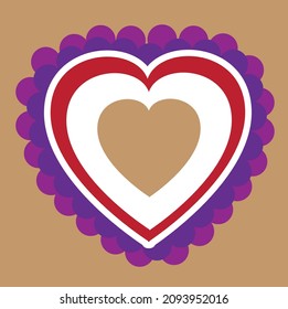 stacked heart illustration on the brown background.