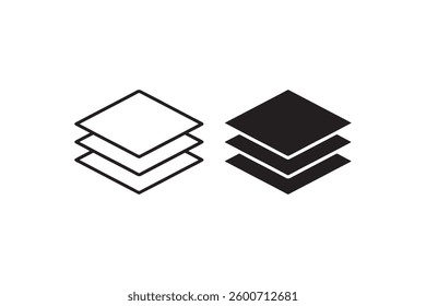 Stacked layers icon in black and white Vector