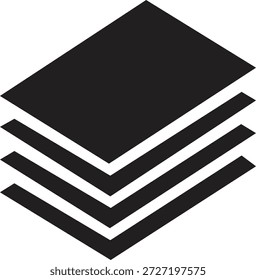 Design de ícone de camadas empilhadas, representação gráfica abstrata simples de folhas em camadas para arte digital e gerenciamento de arquivos