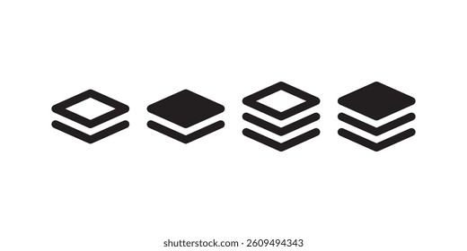 Stacked layers icons in outline and solid Vector
