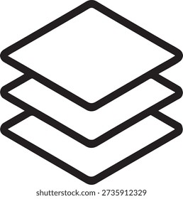 Stacked layers symbol for digital data storage social network organization and system levels icon