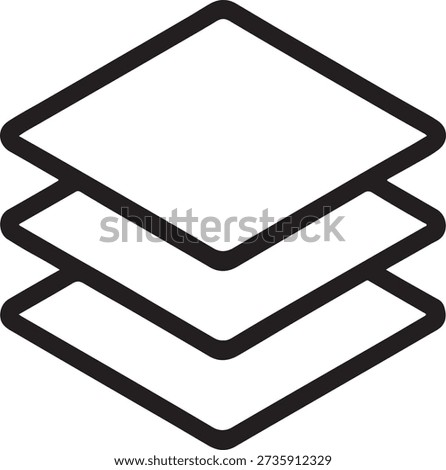 Stacked layers symbol for digital data storage social network organization and system levels icon